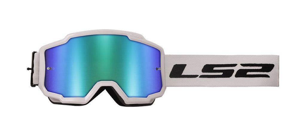 LS2 Charger goggle white with green iridium lens